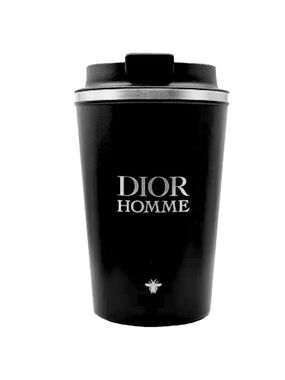 Dior Homme Small Tumbler Travel Coffee Mug Black Stainless Steel Authentic